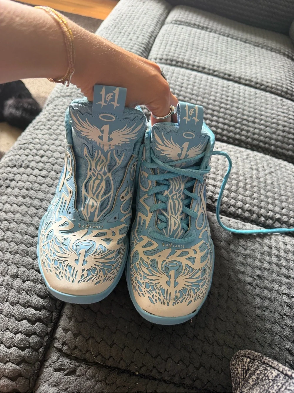 Kids Blue Graphic Athletic Shoes